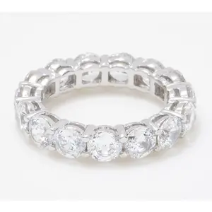 Diamonique 100 Facet "The Amy" Band Ring Platinum Clad