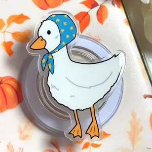 Cute Goose with Blue Scarf MagSafe Phone Grip – Farm Animal Magnetic Pop Socket & Kickstand – Fall Aesthetic iPhone Accessory Gift