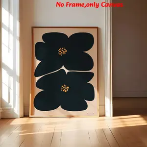 1 Pc, wall art, vintage poster, abstract black flower print, botanical floral canvas painting, living room aesthetic, bedroom decor, apartment decor, housewarming gift, unframed