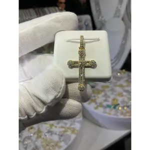 Vermeil Baguette Channel Set Moissanite Cross Pendant