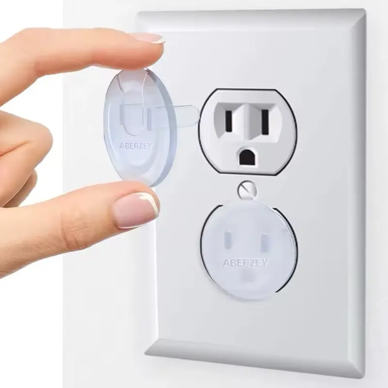 Outlet Plug Covers 15 Pack Clear PP Plastic Childproof Electrical Protector Safety Caps with Easy Release Concave Design