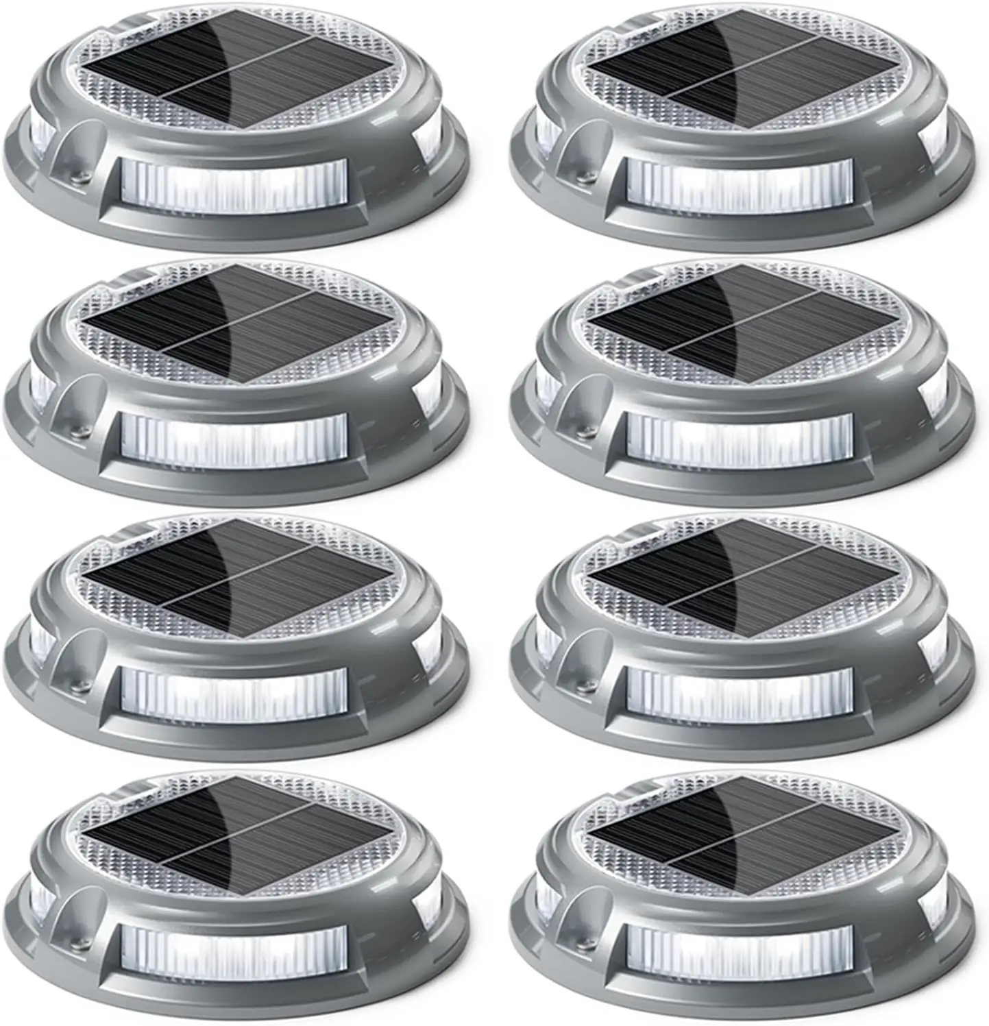 Solar Driveway Lights Outdoor 16 LEDs 9 Modes, Dock Markers Deck Lights   for Driveway Walkway Step Pathway Ground Yard Garden, RGB (8 Pack)
