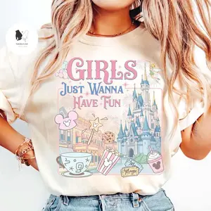 Retro Castle Girls Just Wanna Have Fun Trip Shirt, Daisy Besties Vacation Tee, WDW Girls Trip Apparel ZTTQ7