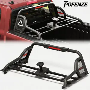 POFENZE-NADIA Heavy-Duty Adjustable Truck Roll Bar Chase Rack for Full-Size Trucks, Compatible with Chevrolet Silverado, Toyota Tundra, Ford F-Series Super Duty, Ram, Nissan Titan/Titan XD, GMC Sierra (Fits 1500/2500/3500 Models) Universal Steel Bed