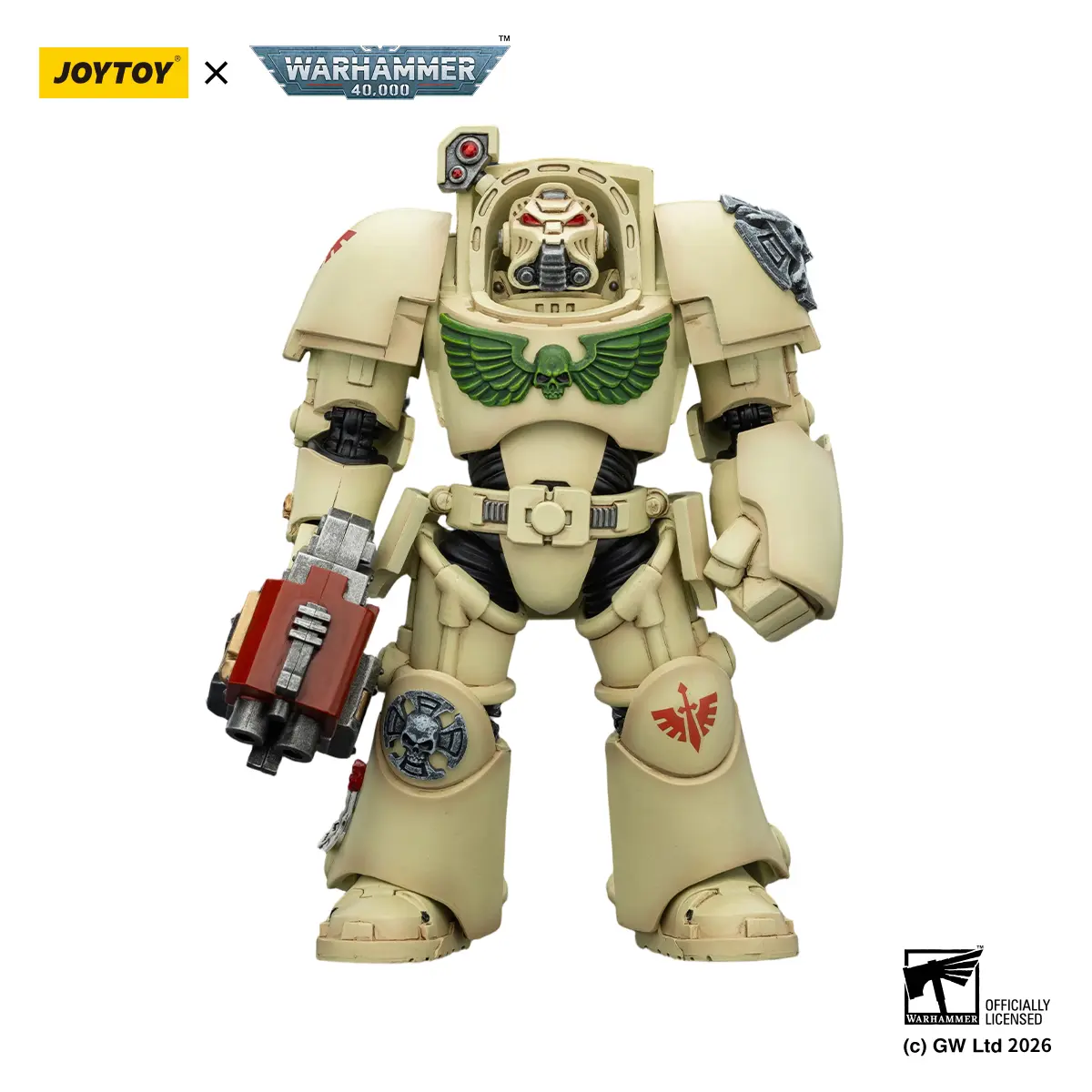 JOYTOY Warhammer 40k  1/18  Action Figure Dark Angels Deathwing Terminator 2 with Power Fist and Storm Bolter JT03134, Figurine, Collectible