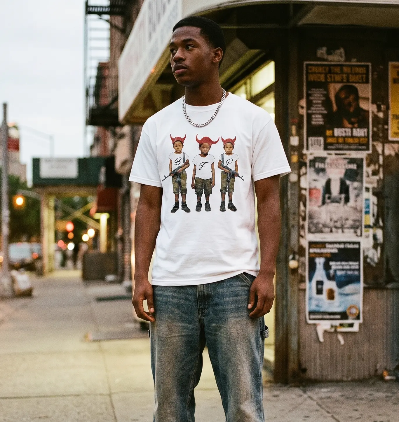 Vintage Griselda Records Three Kids Red Devil Horns T-Shirt, Distressed Hip Hop Rap Machine Gun Graphic Print, Westside Gunn Merch, Unisex White Heavyweight Streetwear Tee Gift