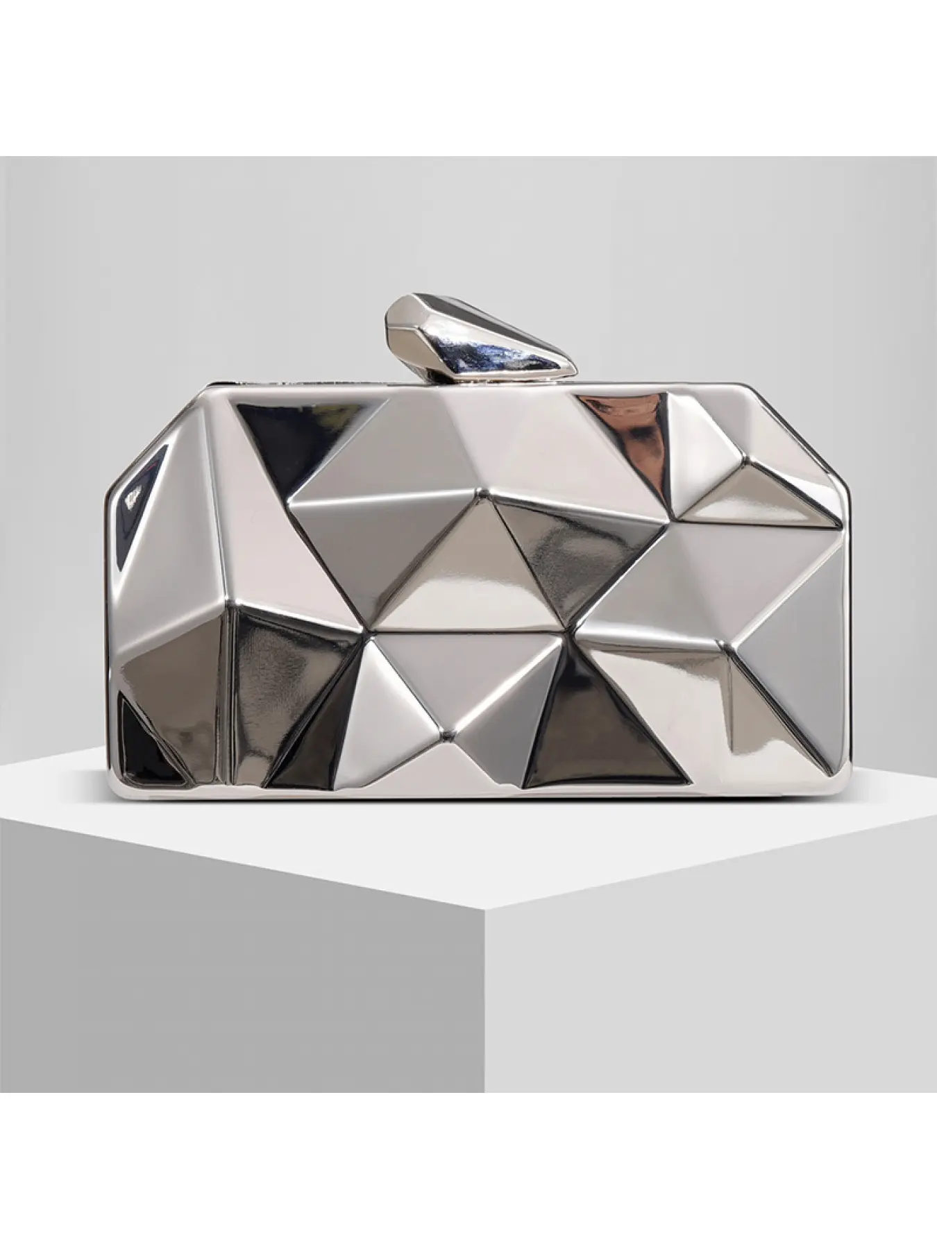 New Geometric Metallic Shiny Evening Clutch with Chain Strap for Formal Events Wristlet Party Handbag Evening Bag for Dresses, Trendy Minimalist Purse, Fashion Clutch, Elegant Stylish Purse