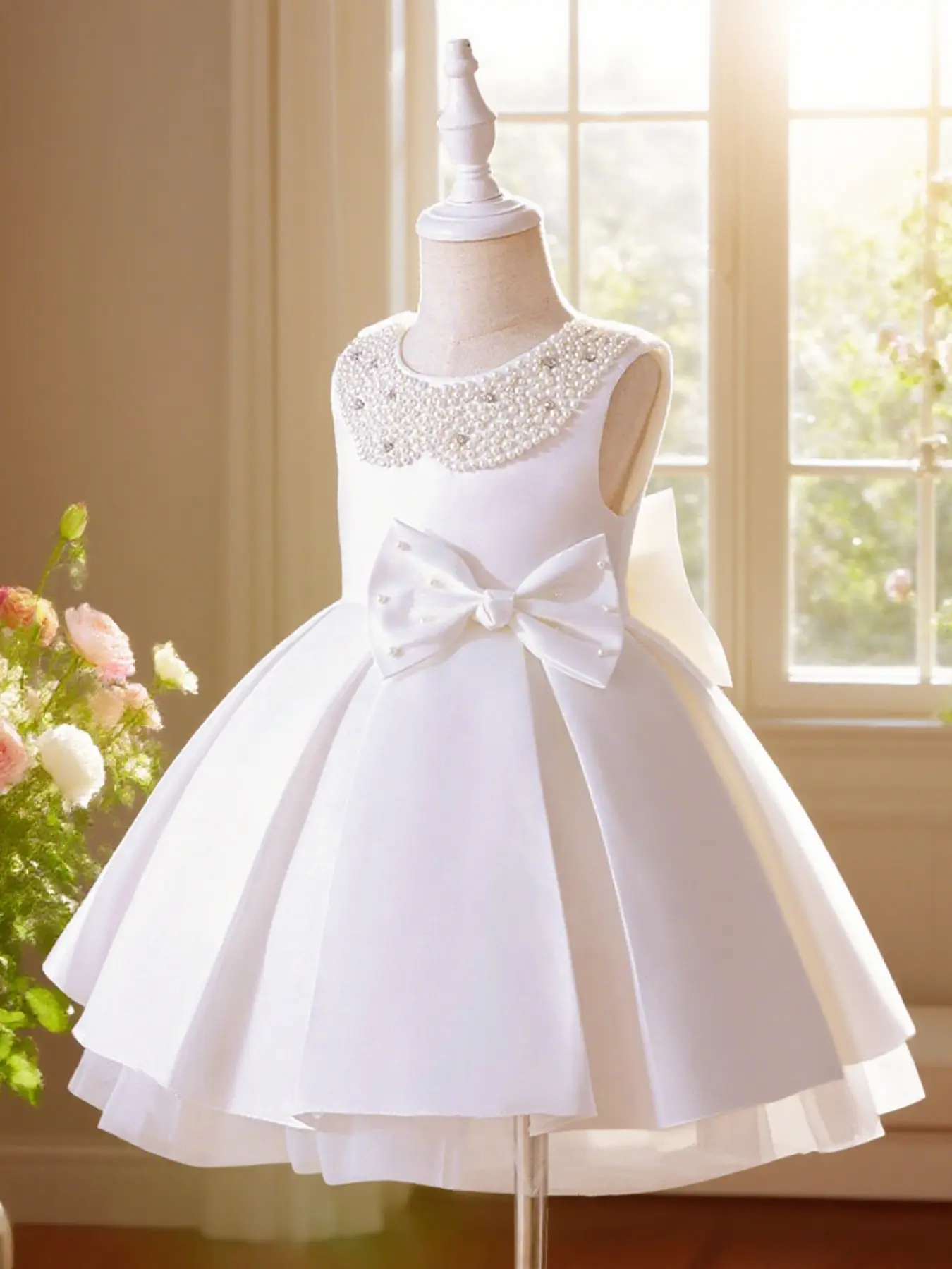 Girls' Children's Clothes Christening White Christening For Wedding Party Birthday Baby Girls Casual Costume Kids White Dress Baby Clothing