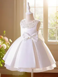 Girls' Children's Clothes Christening White Christening For Wedding Party Birthday Baby Girls Casual Costume Kids White Dress Toddler Outfit