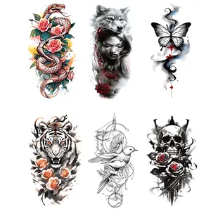 Set of 6 Temporary Tattoo Stickers Half Sleeve Design Waterproof for Men Women Easy Application Lasts 4-7 Days Ideal for Daily Use & Special Occasions
