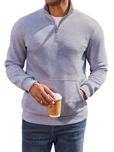 COOFANDY Mens Quarter Zip Pullover Fleece Lined Sweatshirts Long Sleeve Mock Neck Sweater with Pocket