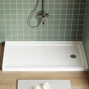 60" x 32" Shower Base, Shower Pan with Slip Resistant Textured Surface, CUPC, CSA Certified Acrylic and Fiberglass Shower Floor Base, Center Drain and Removable Stainless Cover (Right Drain,white)