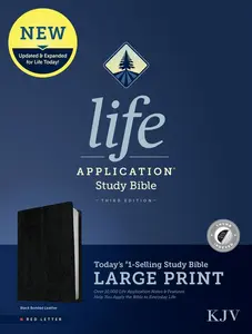 KJV Life Application Study Bible, Third Edition, Large Print (Bonded Leather, Black, Indexed, Red Letter) -- Tyndale - Bible