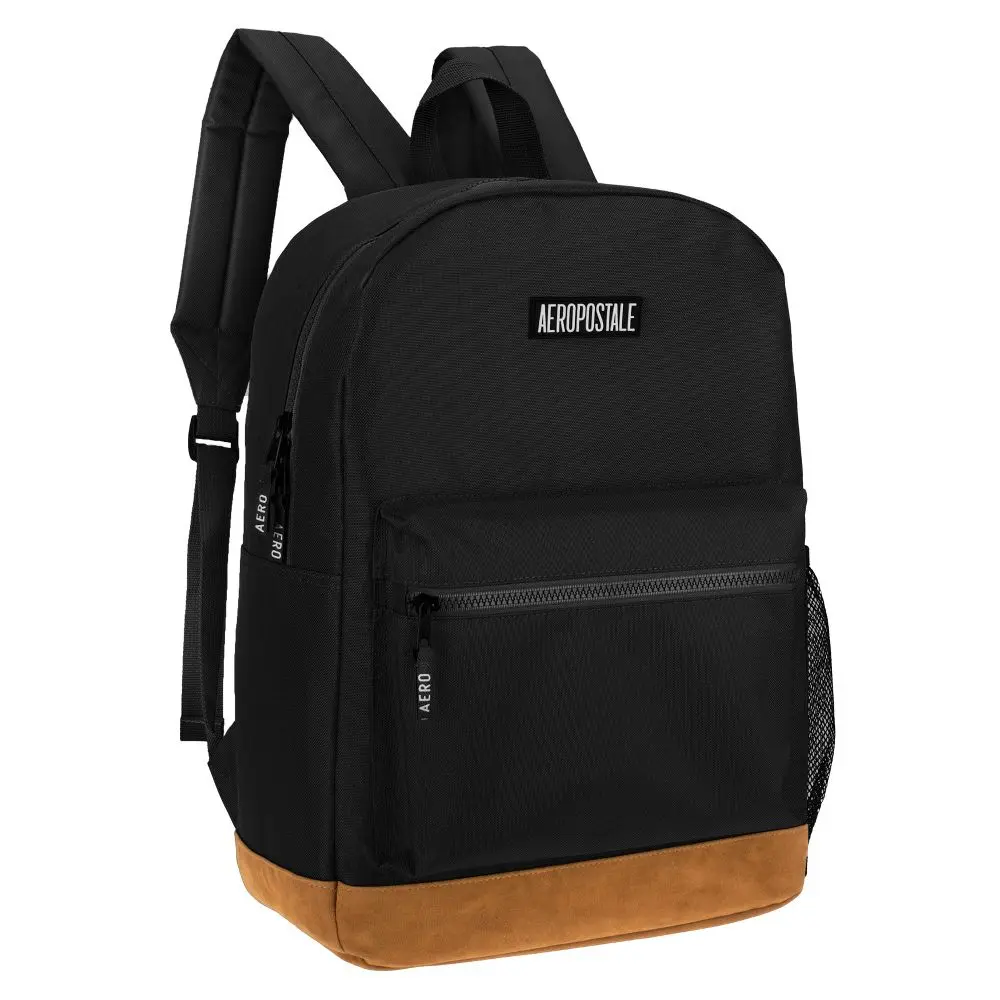 Aeropostale 16.5" Upgraded Backpack for Girls Boys Back-To-School Essentials Multicolored Bag for Everyday Use (Black)