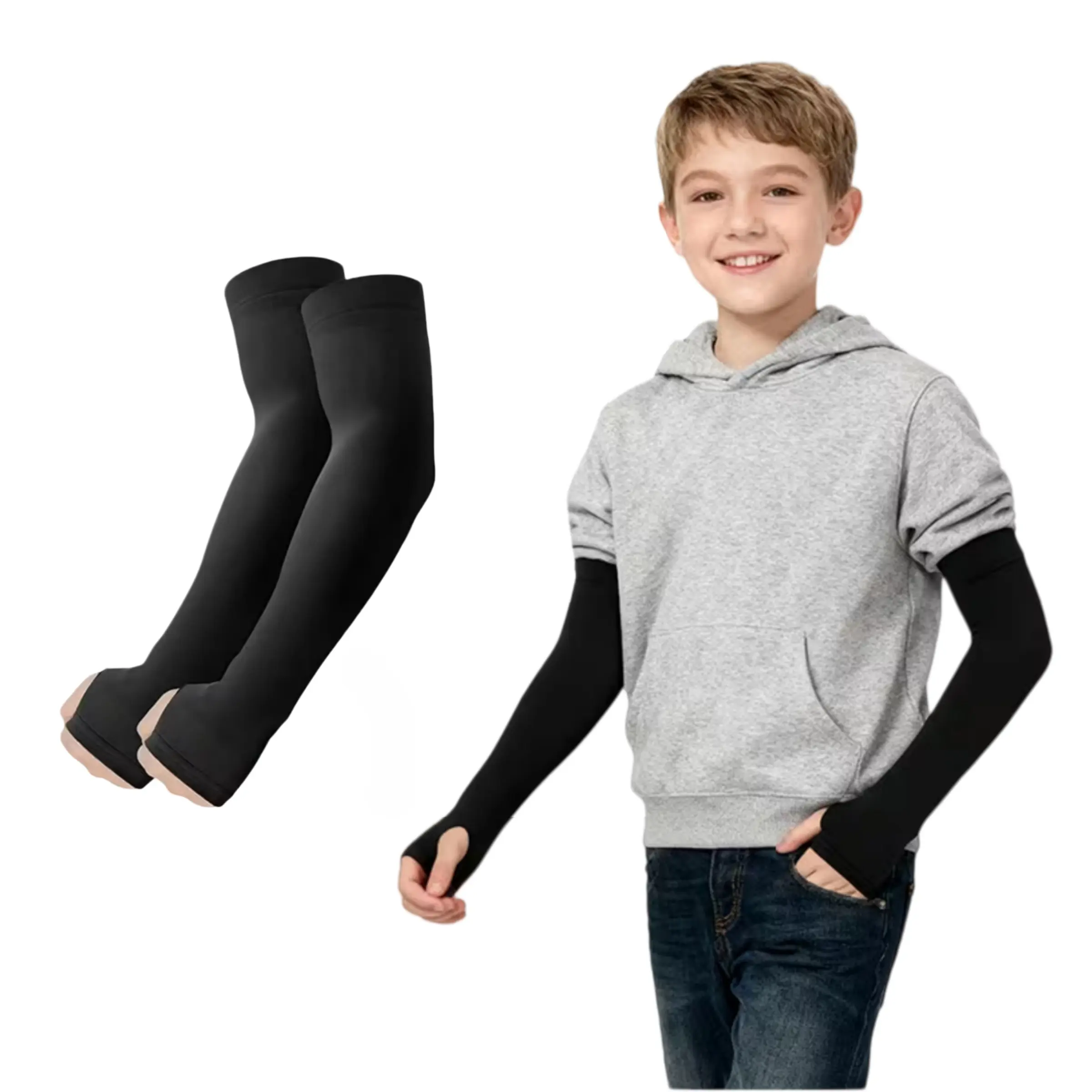 1/3 Pairs Youth Sports Arm Sleeves, Cooling Arm Covers | Versatile Use, All-Season Comfort, Temperature Regulating & Moisture Wicking, Suitable for Outdoor Sports Running, Basketball, Football, Knit Fabric