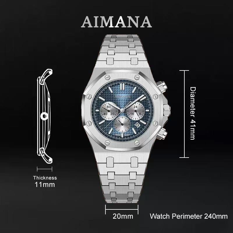 Men’s Stainless Steel Chronograph Watch – Square stainless steel case, luminous dial, water- and scratch-resistant, with three sub-dials and control buttons. A perfect gift for men(Randomly give away an elegant,and stylish women's watch)