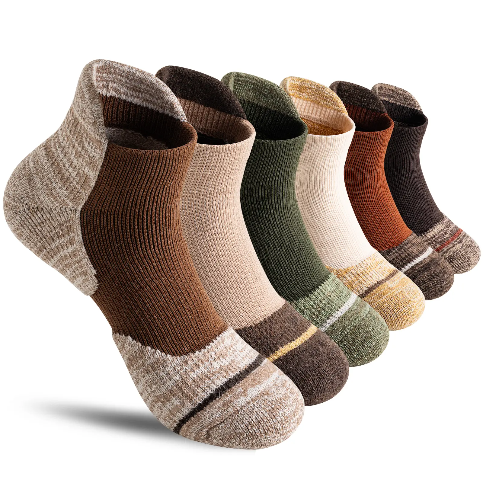 6 Pairs Merino Wool Ankle Running Hiking Socks Compression Support Breathable Thick Cushion No Show Socks for Women&Men Menswear