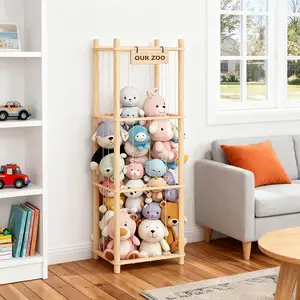 "Wooden Doll Storage Shelf"-Space-Saving Display Rack Minimalist-toy display natural wood display container,memorabilia display shelf,collectible figurine,wooden storage organizer,room decorations,whimsical home decor,desktop storage box,creative desktop