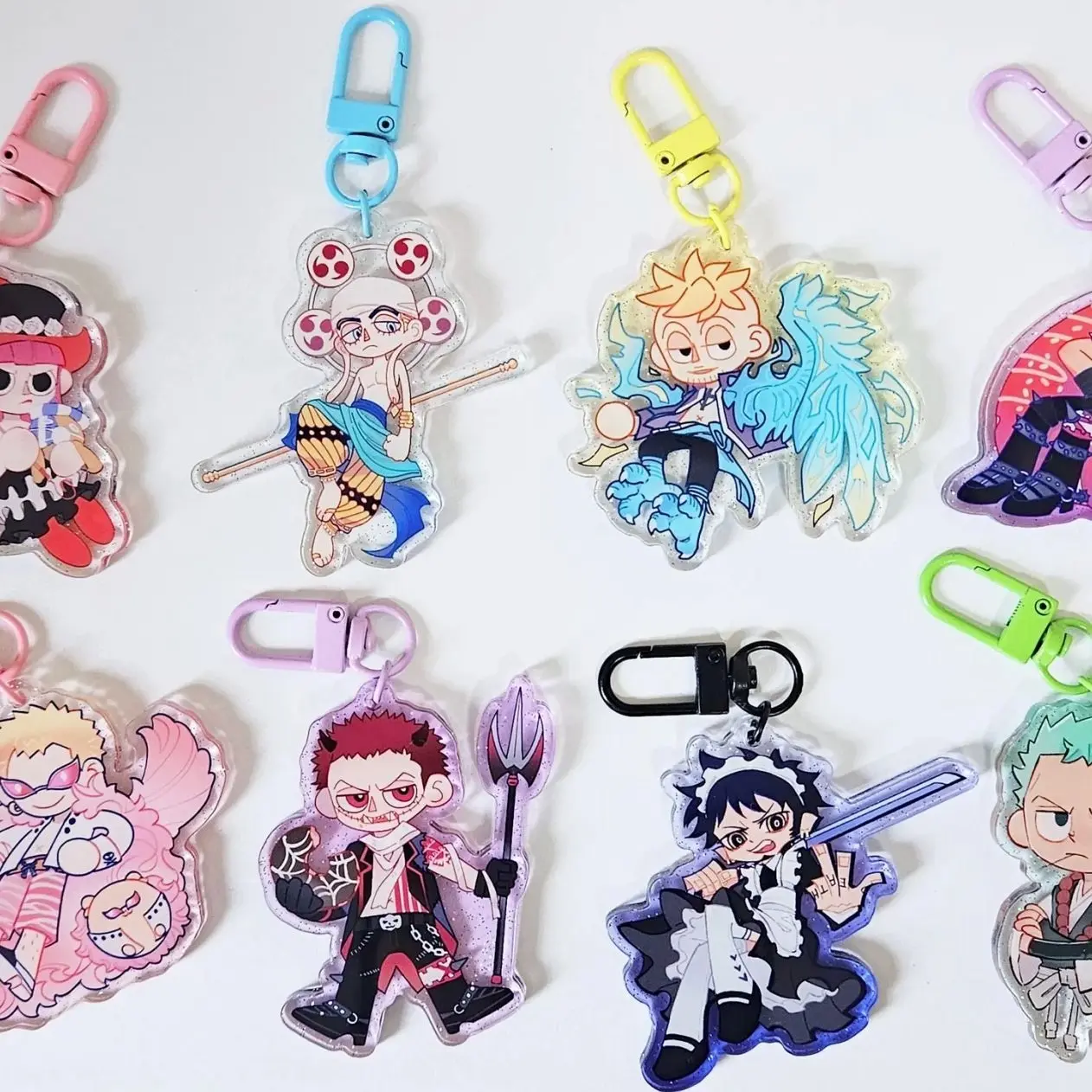 10 Ops Pirates Anime Keychain, Katakuri Bartolomeo Law Doflamingo Enel Perona Marco Zoro