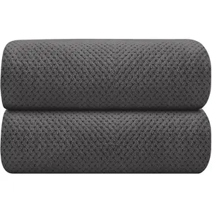 Grey Bath Towels 2 Pack - Microfiber Super Soft Highly Absorbent Quick Drying Towel Set for Bathroom, Sport, Yoga, SPA, Fitness