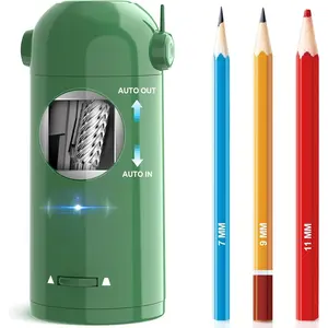 Electric Pencil Sharpener, Fully Automatic Pencil Sharpener for Classroom, Robot Sharpeners for 7-11.5mm No.2//Colored Pencils, Auto in & Out, Rechargeable & Cordess, Hands-Free, PSX5,Green