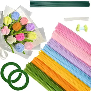 577pcs twist stick bouquet set, used for DIY handmade decorations, artificial flower decoration, Christmas, Halloween gifts, party decorations, holiday crafts, handmade flowers, for craft enthusiasts, gift makers (not finished product)