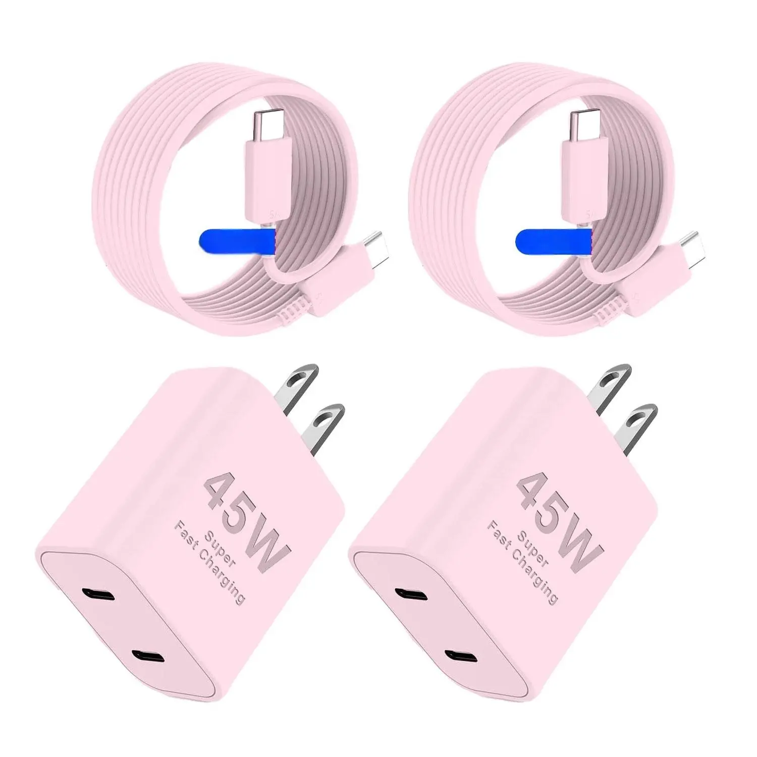SANPRIO 45W Dual USB C Wall Charger for iPhone 17/16/15 Series with 2 Pack 10FT Type C-C Fast Charging Cable Cord for iPhone 17 Pro Max/17 Air/16 Pro/15/15 Pro/Plus,iPad Pro/Air/Mini