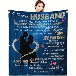 One Piece, Wife'S Husband'S Blanket, Man'S Birthday Gift, Husband'S Birthday Gift Blanket Gift Ideas, The Best Christmas And Valentine'S Day Wedding Gift, Warm And Comfortable Blanket, Suitable For Sofa Bed Office Camping