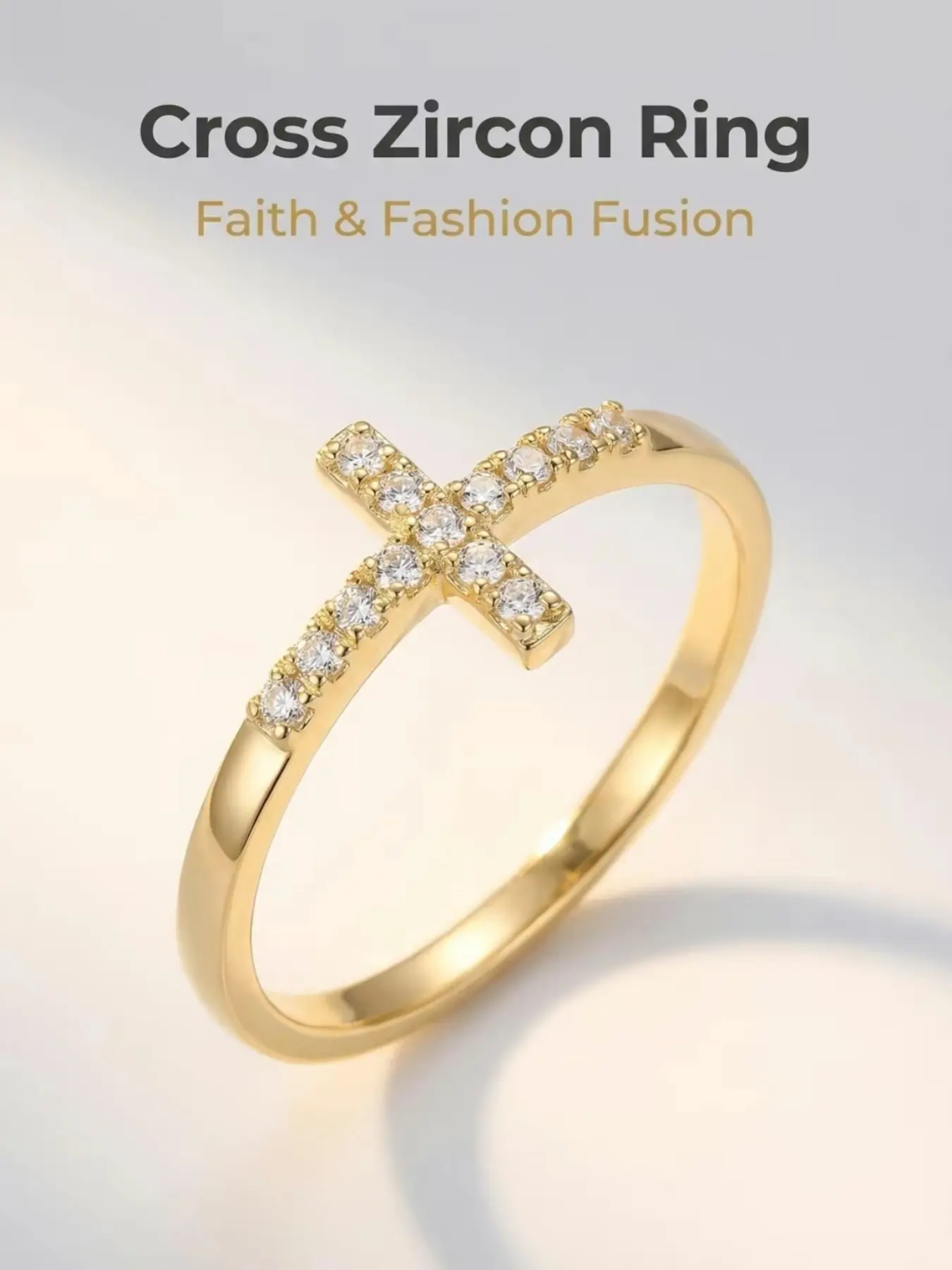 Women's Cross Ring, Eternal Promise Jewelry, Religious Wedding Accessory, Birthday Party Gift, Valentine's Day Gift, Fashion Promise Ring