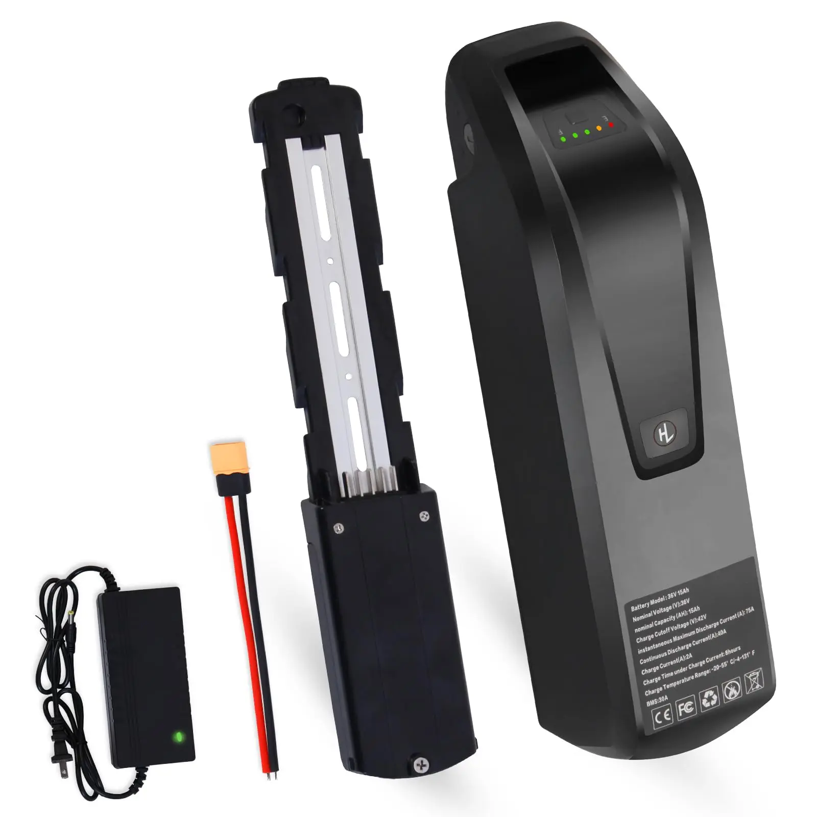 36V 15Ah Ebike Lithium Ion Battery Pack, 4 Pin/5 Pin for 250W-750W Electric Bicycle Conversion Kit, 40A BMS, USB Ports & Safe Lock
