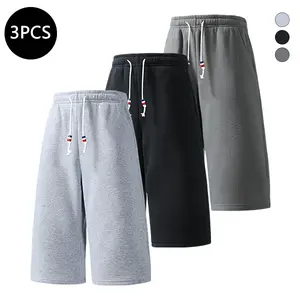 3-Pack Men’s Summer Casual Shorts — 7/8 length, loose fit, versatile athletic straight-leg shorts for beach and seaside wear