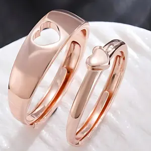 1 Pair Adjustable Couples Heart Shape Promise Rings I Love You Engagement Wedding Ring Set is perfect for him and her, highly polished surface and comfortable fit