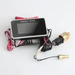 Modified LCD Four-In-One Gauge Set, Car Oil Pressure Gauge, Fuel Level Gauge, Water Temperature Gauge, Voltage Gauge