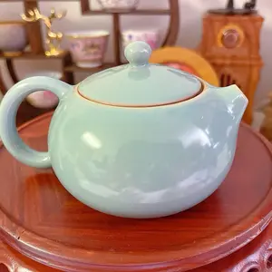 Ru kiln sky blue teapot tea Xishi teapot single pot large Ru porcelain set teapot ceramic tea set teacup home
