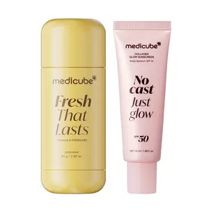 [NEW] [medicube] Summer Essentials Duo for Summer Sun Care | Brightening, Smoothing, Hydrating Face & Body Care | Deodorant Vanilla & Pistachio, No Cast Just Glow Collagen Sunscreen, Kojic Acid Jelly Mist Serum, Kojic Acid Body Wash | Korean Skincare