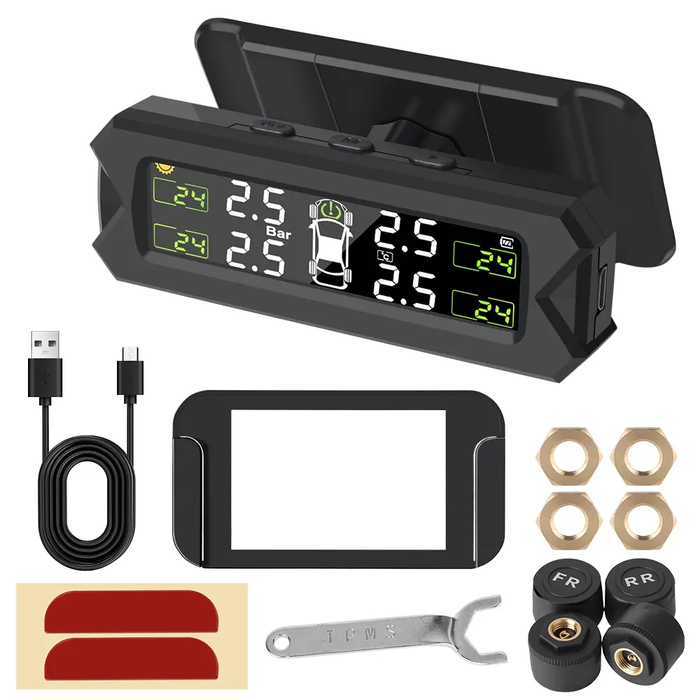 Car TPMS Automotive Temperature Warning Solar Power Auto Security Alarm Save Fuel Tire Pressure Monitoring System Tyre Pressure Sensor
