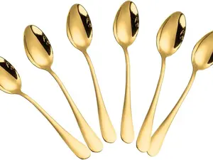 Set of 6 (gold), 56 Demitasse Espresso Spoons, Mini Coffee Spoon, Stainless Steel Small Spoons for Dessert, Tea,