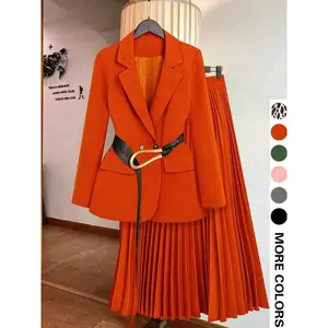 Women’s Autumn–Winter Two-Piece Set, Elegant Long-Sleeve Blouse & High-Waist Skirt, Casual Fashion for Ladies