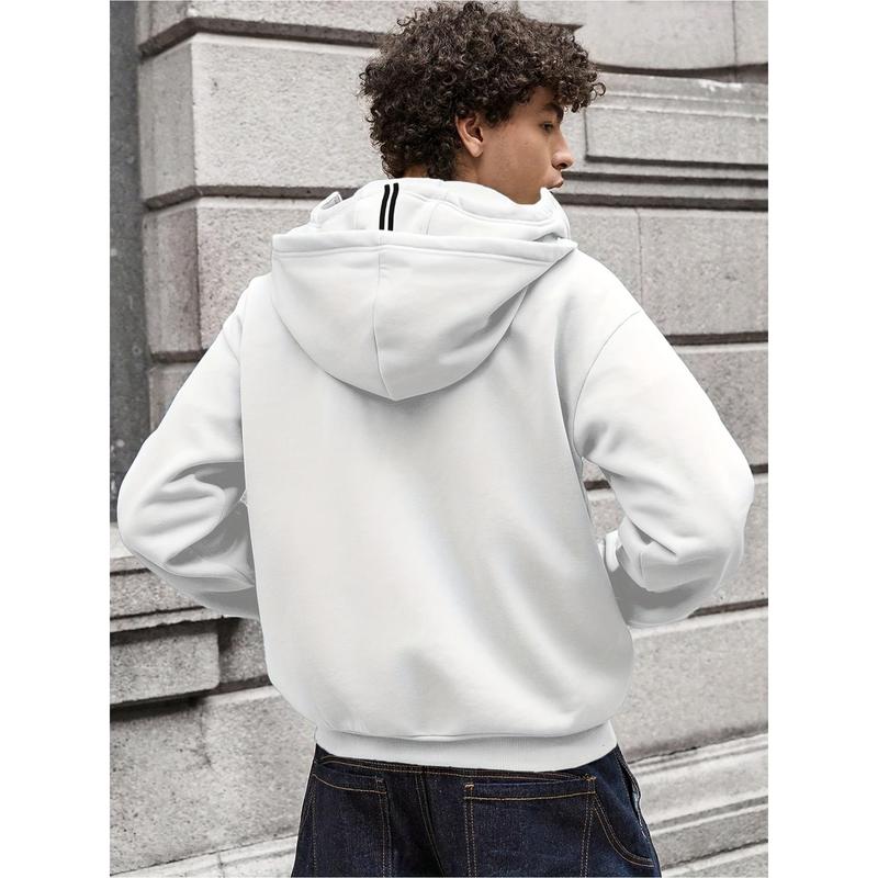 1pc TNZI men's full zipper windproof mask hoodie long-sleeved jacket versatile and fashionable urban style, with zippers and pockets - warm, windproof and durable, suitable for daily or outdoor autumn/winter wear