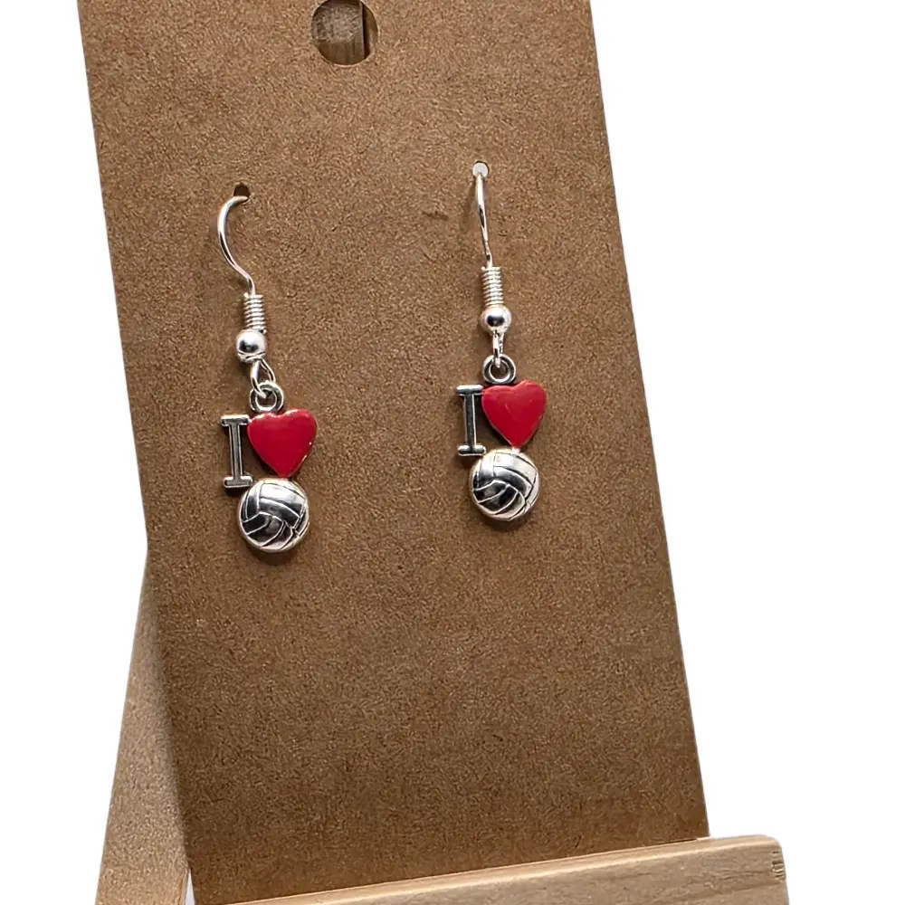 Female "I Love Volleyball" Hook Earrings - Sporty Chic Fashion Accessories, Costume Jewelry