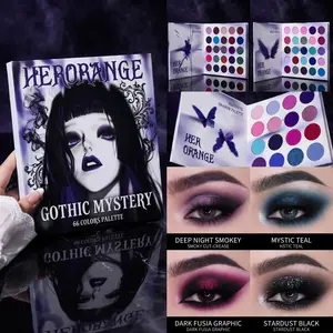 HERORANGE 66-Color Eyeshadow Palette - Matte, Shimmer, and Solid Finishes, Long-Lasting Vibrant Shades, Single Item for Halloween & Night Events, Ideal Festive Gift for Dramatic Smoky Gothic Makeup Looks