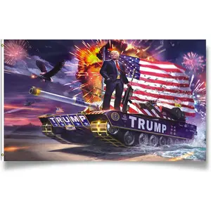 Flag Tank Donald Trump Flags Support for 2024 Banner - 3x5 feet with 2 Brass Grommets
