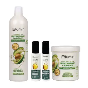 Blumin Anti-Frizz Effect Kit with Avocado and Provitamin B5 - Shampoo 1000ml + Mask 700ml + Styling Cream 100ml + Serum 60ml