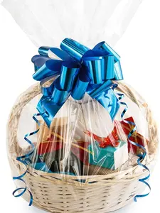Large Cello/Cellophane Bags,30x 40 Inches Clear Basket Bags OPP Plastic Cellophane Wrap for Gift Baskets Packaging 10 Pieces