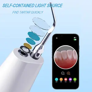 FARNDU New Generation Ultrasonic Dental Scaler | Remove Dental Calculus,Plaque/Tartar | Precise Positioning via WiFi Connection, 4 Adjustable Modes | Rechargeable | Built-in Light for Precise Tartar Detection | Waterproof Design | Dual Cleaning Heads