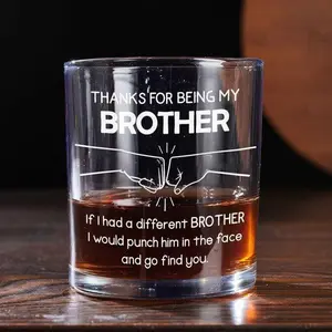 Thanks for being my brother Custom Whiskey Glass – High Quality Engraved Handwriting, Personalized Couple Gift, Decorative Drinkware
