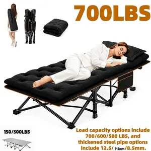 75 Inch Foldable Outdoor Camping Cot Bed, Multiple Weight Capacities 150/500/600/700 LBS, Lightweight Heavy Duty Folding Bed with Flip Mattress, Frame solely Optional, Quick Assembly Easy to Clean, Portable for Garden Patio Outdoor Camping Trip