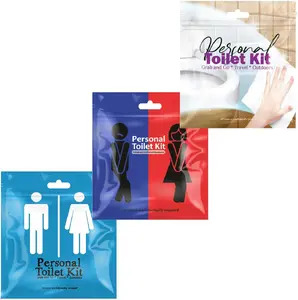 3 x Personal Toilet Kit | Public Restroom Kit (Light Blue Figures/Red and Blue Figures/Clean Wipe) Pack Seat