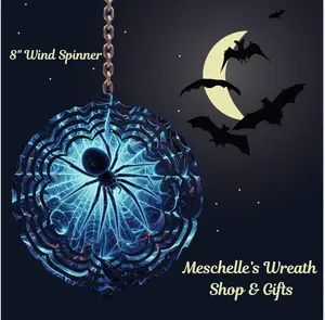 8-Inch Spider Kinetic Wind Spinner, UV-Coated Aluminum, Spider Theme Weatherproof Garden Decor, with Installation Instructions, With Instructions
