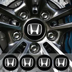 4pcs 3D ABS 56mm 60mm black/silver Car emblem Wheel hub Center Cap Aluminum sticker Badge Auto Styling accessories For Honda Civic Accord Fit City Vezel CRV HRV Odyssey Jazz Prelude Insight